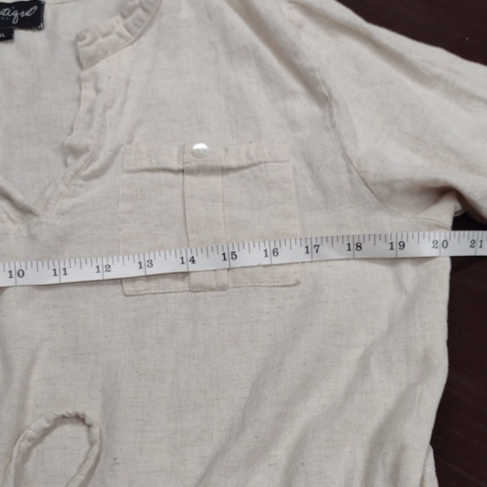 B.Boutique by Evergreen,Cream Cuffed Sleeve TunicTop with Tie Front Beach Vacati - Picture 9 of 16